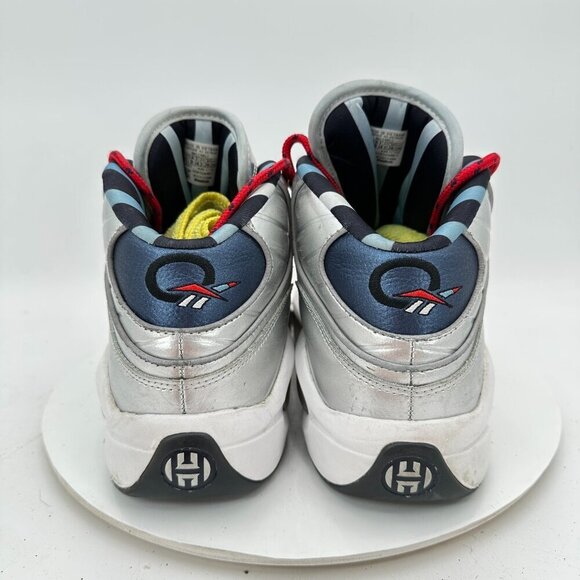 Reebok Question Mid x James Harden Cross Over Men Size 10 Silver Blue Red Shoes - Picture 5 of 11